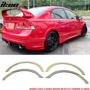 2006-2011 Honda Civic RR Style Unpainted Front Rear Fender Flares ABS