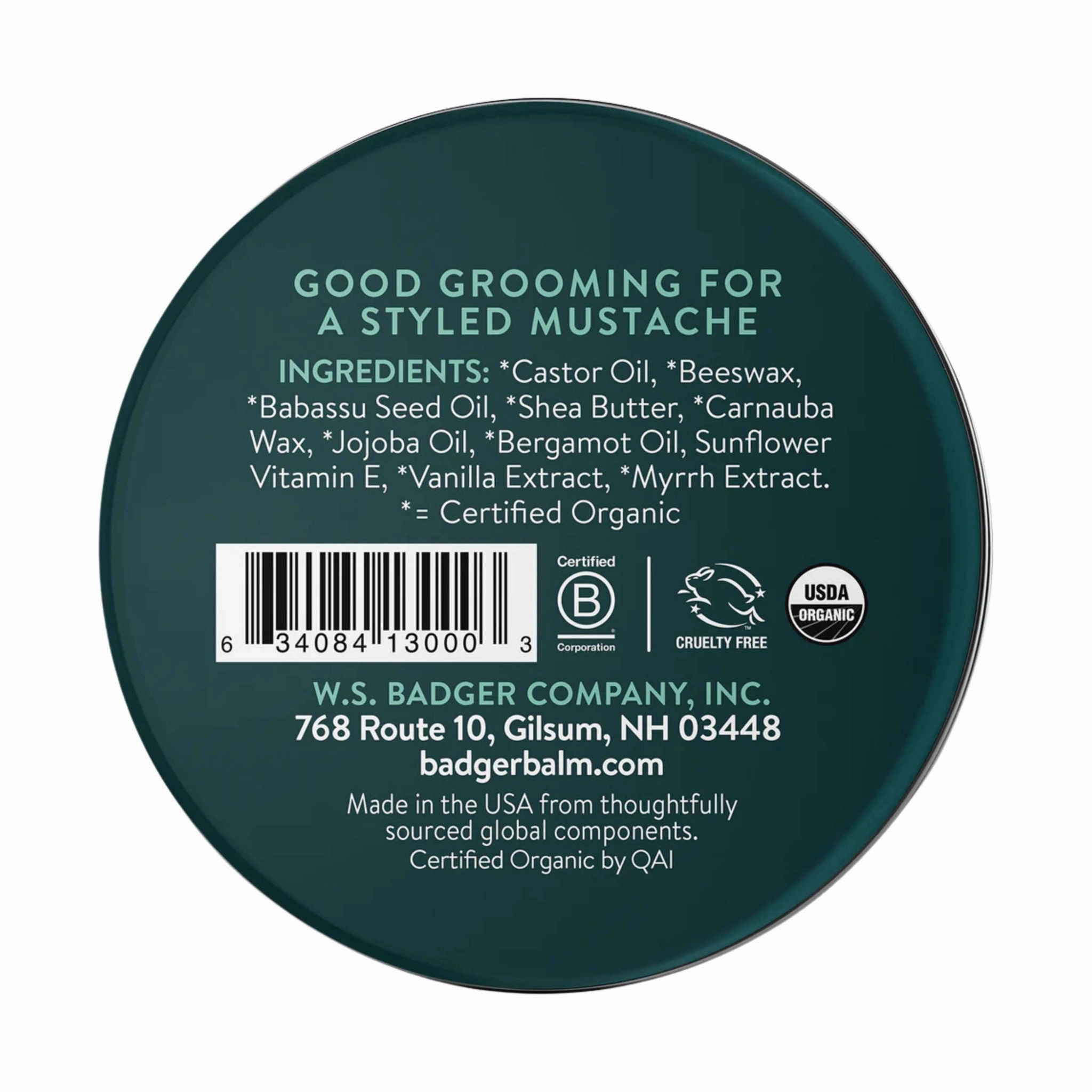 Badger Mustache Wax .75oz Tin - Navigator Class Man Care