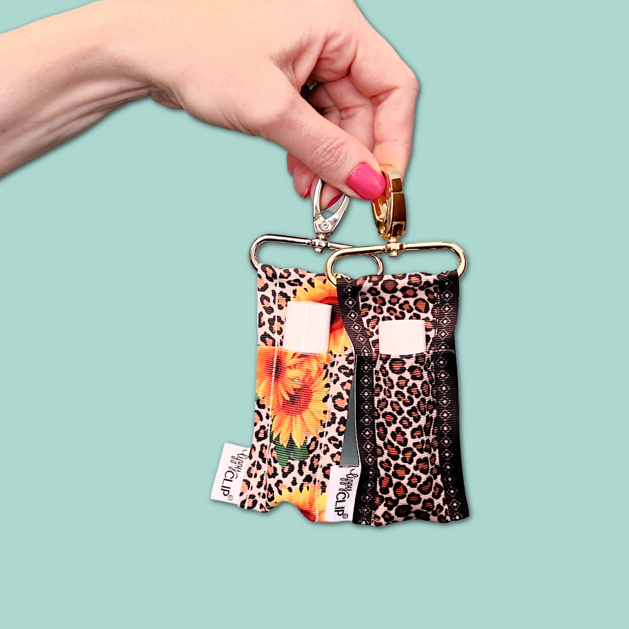 Leopard Sunflower LippyClipKISS for larger lip balms, essential oil rollers, and more