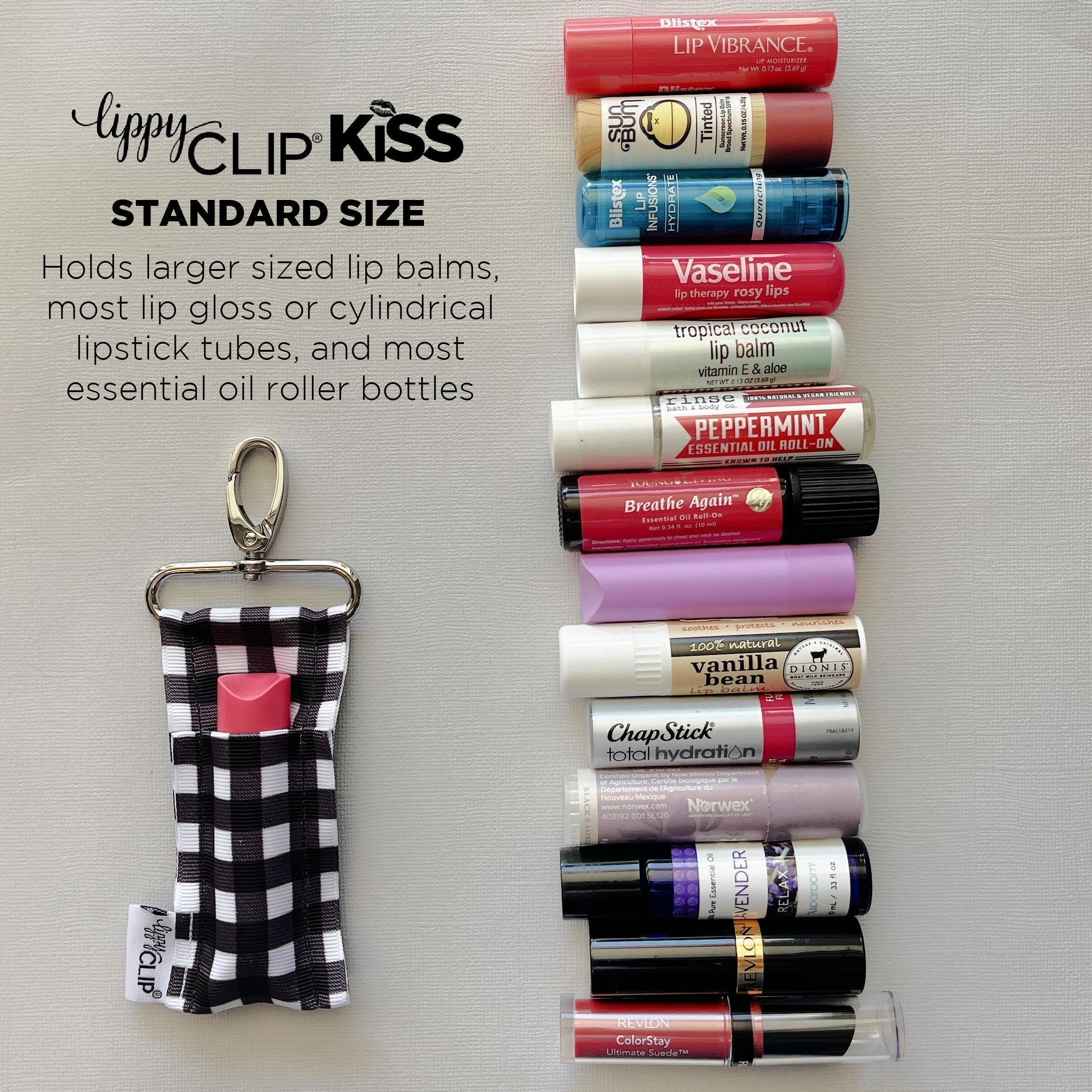 Leopard Sunflower LippyClipKISS for larger lip balms, essential oil rollers, and more