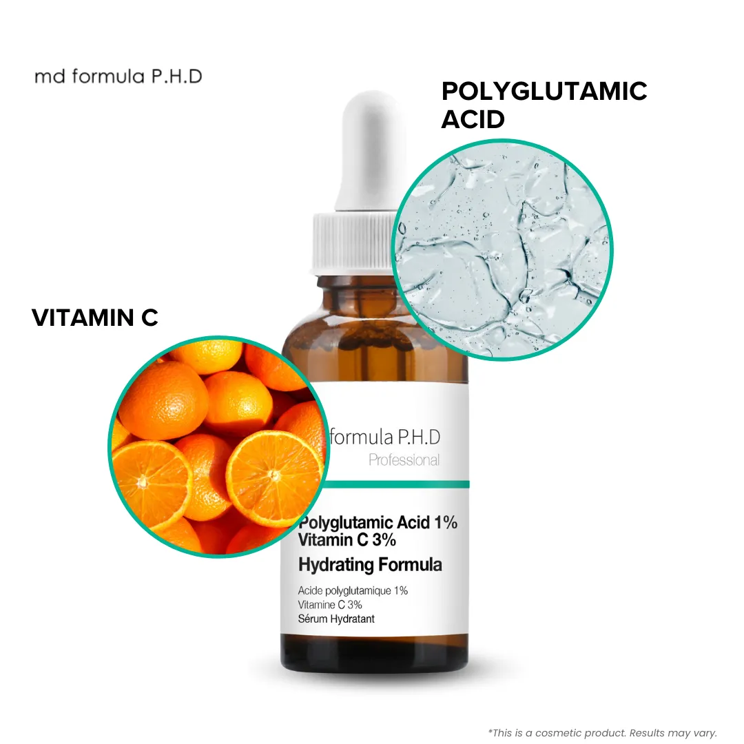 MD Formula Hydrating Serum Polyglutamic Acid 1%, Vitamin C 3% 30ml Twin Value Savings Pack
