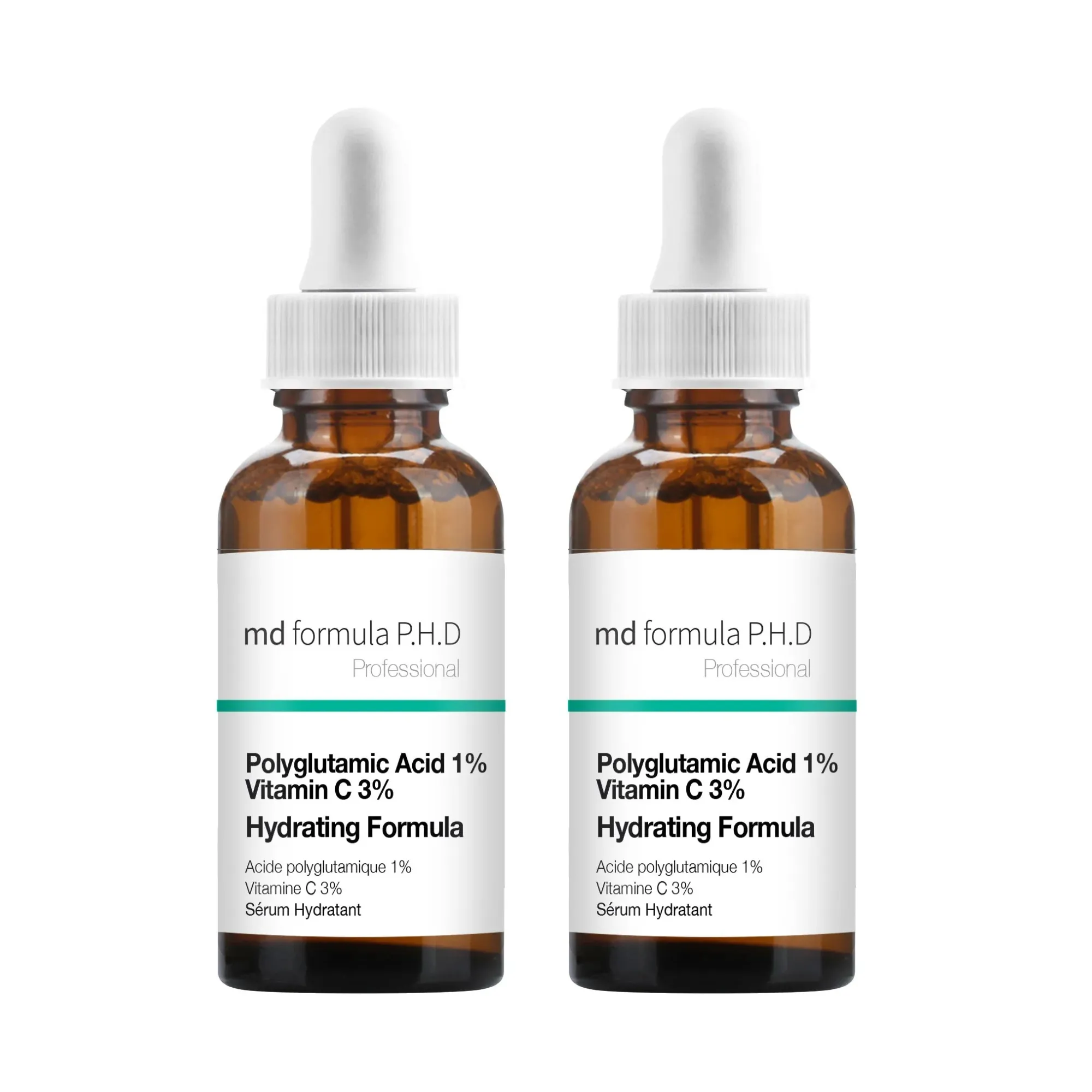 MD Formula Hydrating Serum Polyglutamic Acid 1%, Vitamin C 3% 30ml Twin Value Savings Pack