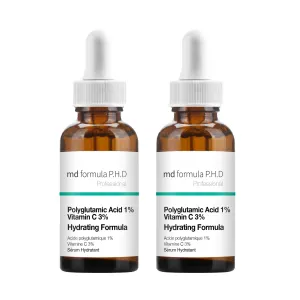 MD Formula Hydrating Serum Polyglutamic Acid 1%, Vitamin C 3% 30ml Twin Value Savings Pack