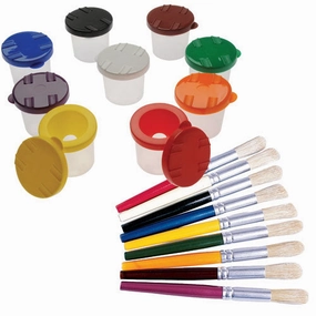 Multi-Color Paint Cups & Brushes