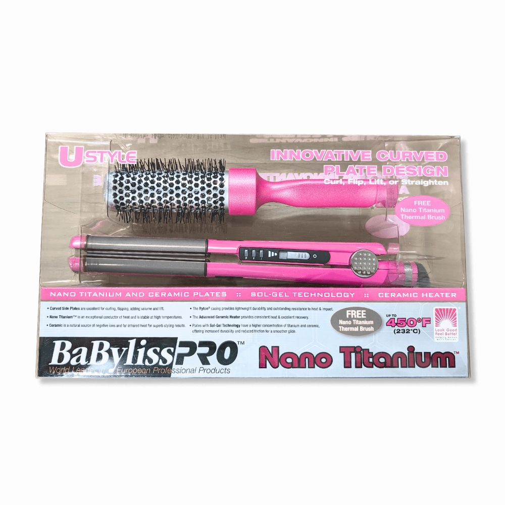 Nano Titanium 1'' Ceramic Flat Iron   Hair styling brush