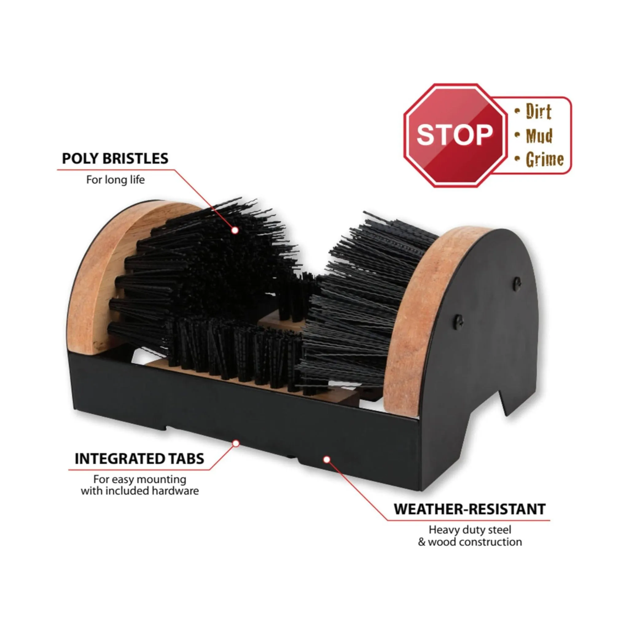 Performance Tool Boot Brush Cleaner Floor Mount With Hardware - Black