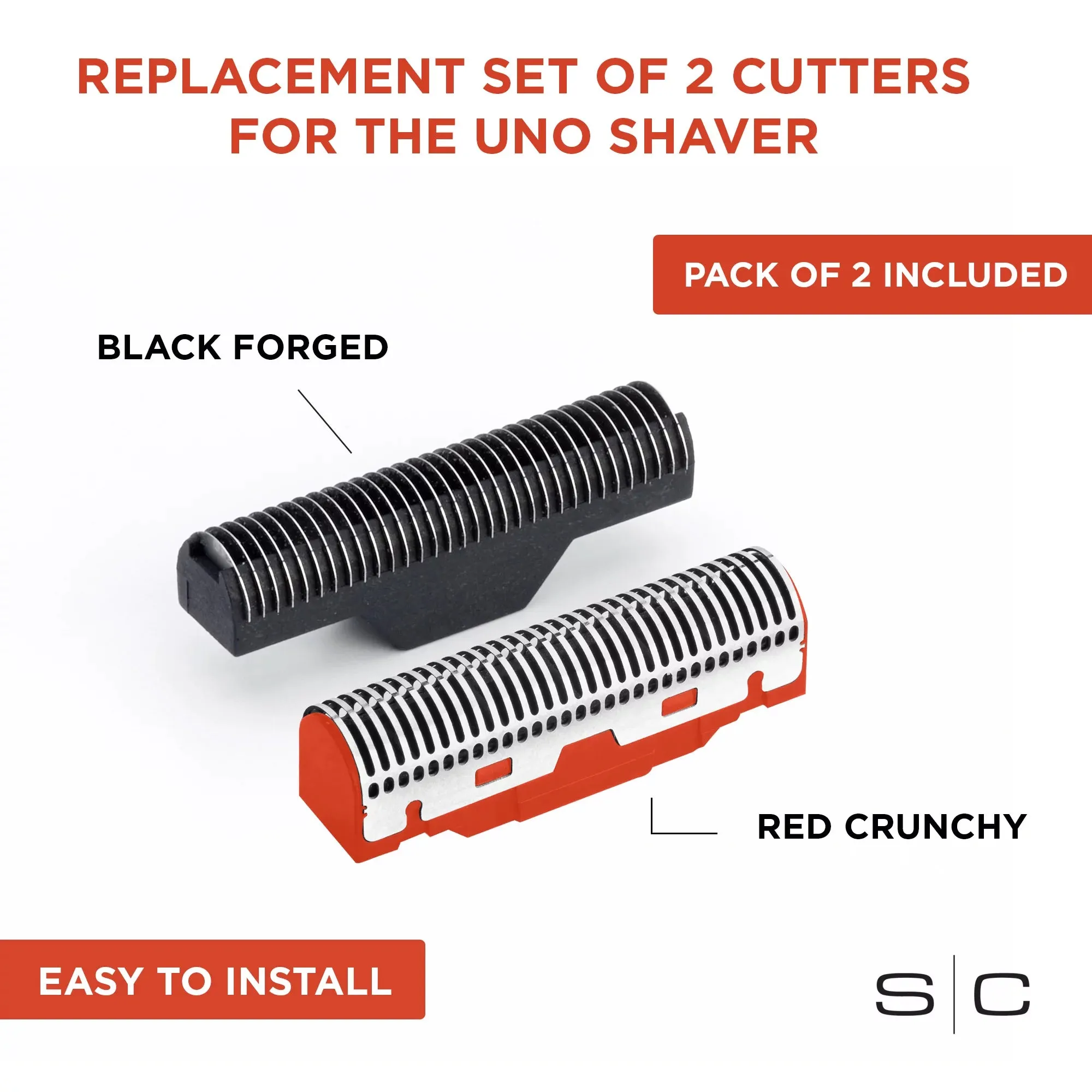 StyleCraft Replacement Uno Foil Shaver Set of 2 (1 Red Crunchy. 1 Black Forged) Cutter Blades